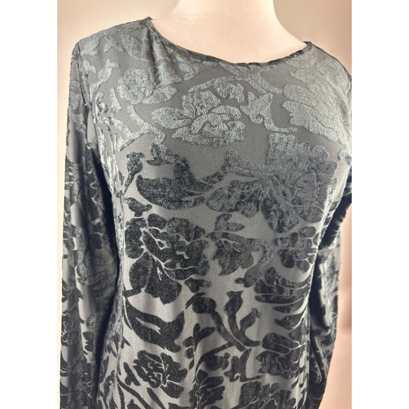 Sundance Bella Grace Floral Velvet Burnout Top Black Long Sleeve Women's Size XL - Picture 7 of 16